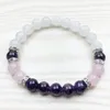 SN1029 Fashion Healing Amethyst Armband Wrist Mala Yoga Gift for Girls Natural Stone Jewelry Rose Quartz Snow Quartz Armband239o