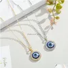 Pendentif Colliers 14mm Coloré Glaze Bleu Mauvais Oeil Mode Zircon Chanceux Collier Turc Pour Ami Bijoux Cadeau Drop Livraison Pendan Dh2Kg