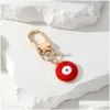 Key Rings Turkish Evil Eye Keychain Keyring Women Men Enamel Lucky Blue Bag Car Box Phone Charm Ring Drop Delivery Jewelry Dhgarden Dhaxx