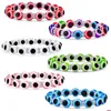 Bracelets de charme Colorf Turc Bleu Mauvais Oeil 10mm Poisson Rouge Strass Perles Élasticité Bracelet Pour Hommes Femmes Bijoux Drop Livraison Dhieb