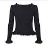 1006 L 2023 Runway Autumn Women's Sweaters Long Sleeve Crew Neck Pullover White Black Womens YL