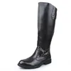 Stivali britannici da uomo neri al ginocchio alti Desiger zip laterale scarpe da moto lunghe cosplay antichi Botas comfort casual Zapatos 231006