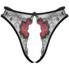 Kant Open Kruis Thong Lingerie Erotisch ondergoed Dames Mesh Doorzichtige Thongs Lage taille Crotchless slipje Geborduurde G-string W271S