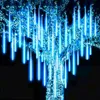 Other Event Party Supplies LED Meteor Shower Rain Lights Waterproof Falling Raindrop Fairy String Light Christmas Holiday Party Patio Decor 30/50CM 8 Tubes 231005