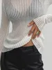 Chandails pour femmes Perspective Sexy Mince Pull en tricot Femmes Solide Couleur Basic Pull Top Casual Confortable T-shirts à manches longues Printemps Été 231005