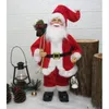 Juldekorationer 30 cm 11.8 '' Tall juldekor Standing Santa Claus Gold Red White Plaid Color Santa Ornament for Family Christmas 231005