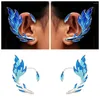 Boucles d'oreilles à dos, 2 pièces, Clip d'oreille, manchettes, Vintage, enveloppes d'ailes pour femmes, queue bleue, elfe
