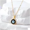 Pendant Necklaces Lots Colorf Turkish Blue Evil Eye Necklace For Women New Trendy Cats Stone Lucky Clavicle Chain Choker Jew Dhgarden Dhmxb