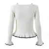 1006 L 2023 Runway Autumn Women's Sweaters Long Sleeve Crew Neck Pullover White Black Womens YL