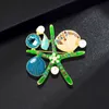 Designer Personlig koreansk kreativ droppolja Starfish Shell Fashion Marine Biology Brosch Pearl Breast Blossom Coat Accessories