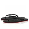 Pantoufles Summer Beach Flats Flops Cuir Noir Clouté Diapositives Sandales Hommes / Femmes Rouge Solel Spikes Donnas Spiked Drop Livraison