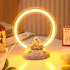 Bordslampor Creative Lighting USB 3D Quicksand Ring Light Bedroom Decor Astronaut Atmosphere Led Night Light Bedside Table Lamp barn gåvor YQ231006