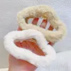 Faux Fur Hair Claw Cloud-Shaped Fluffy Hair Clip Solid Color Plush Ponytail Clip Hairpin Autumn Winter Headwear Hair Accessories