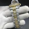 Reloj con esfera de números arábigos y diamantes completos 37 mm Reloj de lujo con hielo Reloj automático para hombres Plata Oro Dos tonos Diamante inoxidable resistente al agua 172i