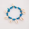 Anklets Huatang Beach Leisure Style Gravel Beaded Shell Fötter Kedja Blue Women's Decoration Party Outdoor