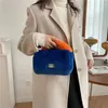 Осень/Зима 2023, новая теплая контрастная цветная ручная плюшевая женская сумка, популярная онлайн-трансляция, персонализированная женская плюшевая сумка синего цвета