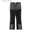 Mäns jeans high street skarvade fläckiga bläck Micro Flare Pants för män Cleanfit Casual Washed Baggy Straight Denim Trousers Y2K Jeans J1006