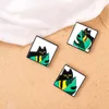 Ontwerper luxe broche cartoon zwarte kat broche badge met gras kat schattige druppel olie badge student sieraden metalen tas gesp