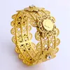 Luxus Frauen Große Breite Armreif CARVE THAI BAHT 18 k Solide Fein G F Gold Dubai Stil Afrikanischen Schmuck Armbänder mit CZ Middle346c