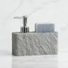 Dispensador de sabão líquido dispensador de sabão com esponja pia da cozinha e banheiro imitação pedra preta mão líquida e prato 230926