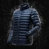 Parkas de plumón para hombre Chaqueta acolchada plegable resistente al agua ligera para hombre Llegadas Otoño Invierno Moda masculina Abrigos con cuello levantado 231005