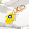 Anahtar Yüzükler Şeker Renkleri Hamsa El Anahtarlık Yüzüğü Kadınlar için Fatima Mavi Göz Bag Araba Aksesuarları