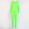 Pantaloni a due pezzi da donna BKLD 2023 Pezzi autunnali Set Top con cappuccio Vita alta Tuta da donna Abiti al neon Abiti Tuta