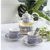 Cups & Saucers European Style Teapot Bone China Coffee Cup Saucer Set Hand-painted Striped Ceramic English Afternoon Tea Drinking2872