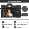 Kamery cyfrowe 4K do Pography 48MP Vloggowanie 3 -calowe 180 ° Przewrotne ekran Flip Flash i 16x Zoom 231006