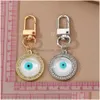 Porte-clés Bright Evil Eye Porte-clés Or Sier Bague Pour Femmes Hommes Chats Opale Verre Charmes Pendentif Sac Accessoires De Voiture Drop Deliv Dhgarden Dhfur