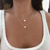 Collane con ciondolo Collana a doppio strato e perle con catena di estensione da 5 cm per regali di compleanno girocollo minimalista retrò da donna