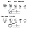 Stud Earrings WKOUD 5-10 Pairs Stainless Steel Set For Women Men Hypoallergenic CZ Ball Multiple Piercings
