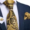 Strikjes Mannen Stropdas Goud Paisley Bruiloft Stropdas Voor Ring Zijde Set Hanky Manchetknopen DiBanGu Designer Business JZ03-71921301r