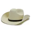 Large bord chapeaux seau paille naturelle cowboy chapeau femmes hommes tissage à la main pour dame été western sombrero hombre sauveteur 231005