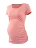 Umstandsoberteile T-Shirts LIU QU Umstandsmode Schwangeres Oberteil V-Ausschnitt Seitlich gerüschte Umstands-T-Shirts Damenbekleidung Schwangerschafts-T-Shirt Ropa Mujer S-XL 231006