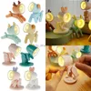 Lampy stołowe Nowe 6PCS Cartoon Mini Night Light Mały biurko Lampa Lampa Śliczna Ochrona Oczerniego Stół Światło Pies Dinozaura Dinozaur Kształt Kształt YQ231006