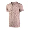 Men's T Shirts Men Shirt Short Sleeve T-shirt Fashion V Neck Button Tshirt Tops Tees Arrive Male Stylish Clothing