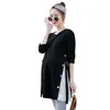 Maternity Tops Tees Korean Fashion Cotton Maternity T-shirt Casual Clothes for Pregnant Women Long Sleeves Pregnancy Tops Plus-Size Spring 231006