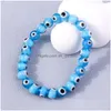 Charm-Armbänder Türkisches Glücks-Blue-Eye-Armband für Frauen Männer Handgefertigte 8 mm böse Perlen Armreifen Schmuck Drop Lieferung Dhgarden Dhiw2