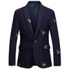 Excelente calidad, chaqueta clásica de diseñador barroco para hombre, chaqueta de mezcla de lana con bordado de abeja de un solo botón, chaqueta de talla grande M-6XL220B