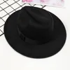 Wide Brim Hats Bucket Autumn and winter men women s large brimmed hats fashionable woolen jazz English style top 231005