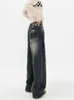 Jeans da donna American High Street Deep Blue Pantaloni larghi estivi a gamba larga Pantaloni dritti larghi Vita befree taglie forti 231005