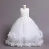 Różowe koronkowe kryształy kwiatowe suknia balowa mała dziewczynka sukienki ślubne maluchowe suknie.