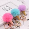 Key Rings 5Cm Faux Fur Ice Cream Pendant Keychain Cute Cartoon Plush Furry Bags Hang Cone Car Chain Keyring Creative Gift Drop Deliver Dhyrw