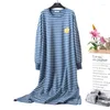 Vrouwen Nachtkleding Collectie Herfst Gestreepte Losse Vrouwen Leisure Lange Mouw Nachthemden Vruchten Moederschap Pyjama Nachthemd