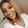Synthetic Wigs Short Ombre Honey Blonde Bob Wig With Baby Hair Brown Straight Human Lace Part 1b27 For Black Women 231006