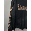 Дизайнерский Balencaigaity Paris Correct Edition B Family 2024 Санскритский буквенный принт, ручная роспись, изношенный мужской и женский свитер с капюшоном Balanciaga