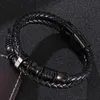 Charme pulseiras moda masculina pulseiras de couro preto bileklik pulseiras fecho de aço inoxidável masculino pulseira de pulso jóias presentes2195