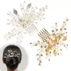 Pettine per capelli da sposa per sposa, forcine per capelli in cristallo di perle, fermagli per capelli fatti a mano, accessori per gioielli per capelli, copricapo per feste di moda da donna