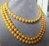 Chaînes Bijoux de mode 8-9 mm rond naturel mer du Sud collier de perles d'or 60 "14 K